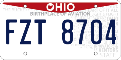 OH license plate FZT8704