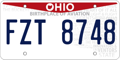 OH license plate FZT8748