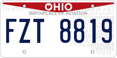 OH license plate FZT8819