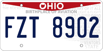 OH license plate FZT8902