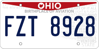 OH license plate FZT8928