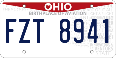 OH license plate FZT8941