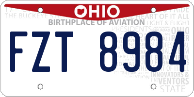 OH license plate FZT8984