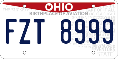 OH license plate FZT8999