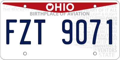 OH license plate FZT9071
