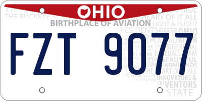 OH license plate FZT9077