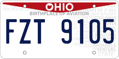 OH license plate FZT9105