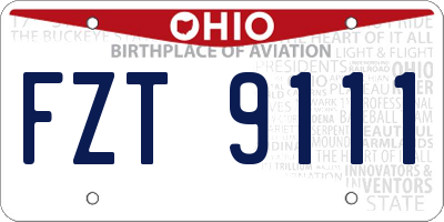 OH license plate FZT9111