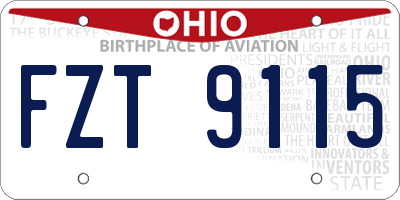 OH license plate FZT9115