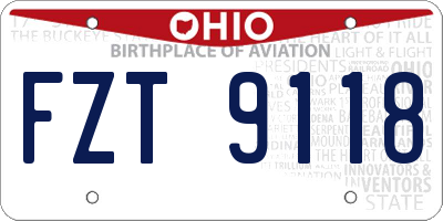 OH license plate FZT9118