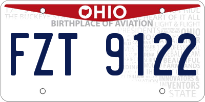 OH license plate FZT9122