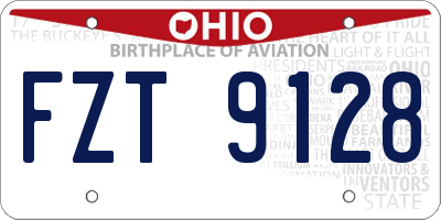 OH license plate FZT9128