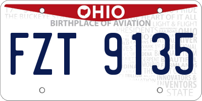OH license plate FZT9135