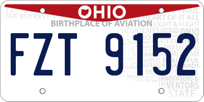 OH license plate FZT9152