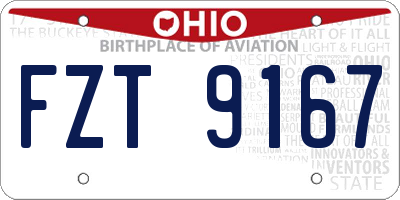 OH license plate FZT9167