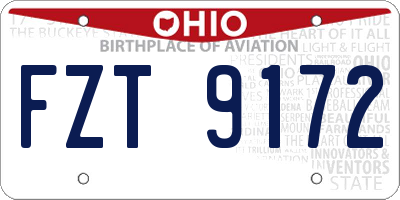 OH license plate FZT9172