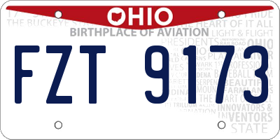 OH license plate FZT9173