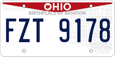 OH license plate FZT9178