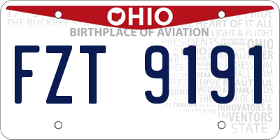 OH license plate FZT9191