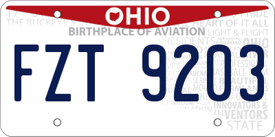 OH license plate FZT9203