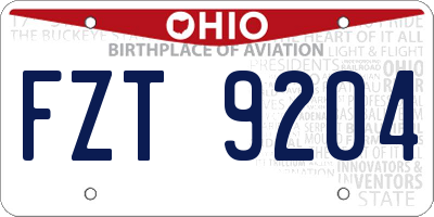 OH license plate FZT9204