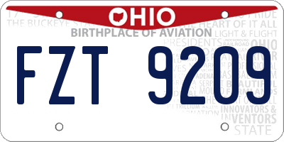 OH license plate FZT9209