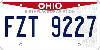 OH license plate FZT9227