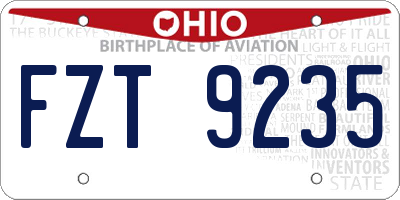 OH license plate FZT9235