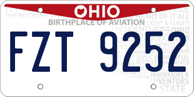 OH license plate FZT9252