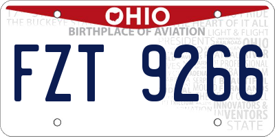 OH license plate FZT9266