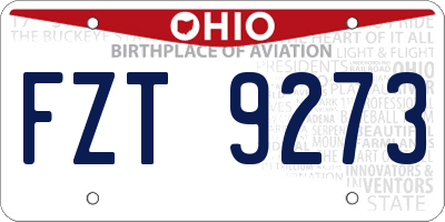 OH license plate FZT9273