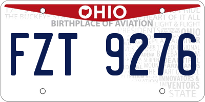 OH license plate FZT9276