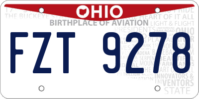 OH license plate FZT9278