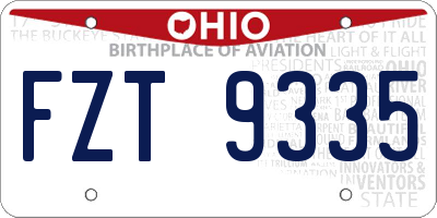 OH license plate FZT9335