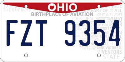 OH license plate FZT9354