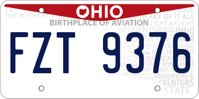OH license plate FZT9376