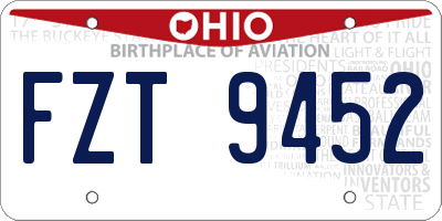 OH license plate FZT9452