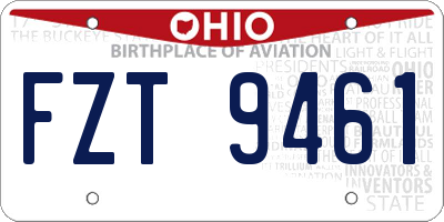 OH license plate FZT9461