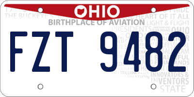 OH license plate FZT9482