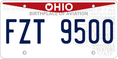 OH license plate FZT9500