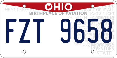 OH license plate FZT9658
