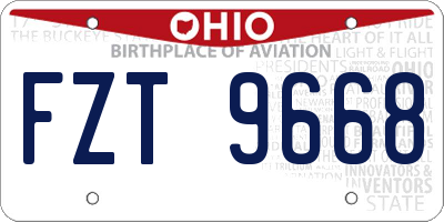 OH license plate FZT9668