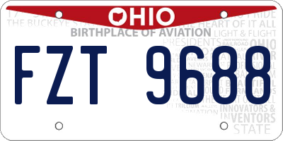 OH license plate FZT9688