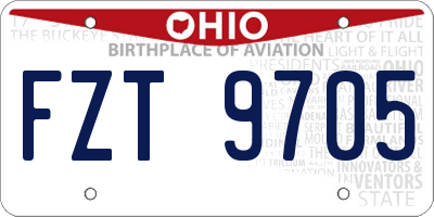 OH license plate FZT9705