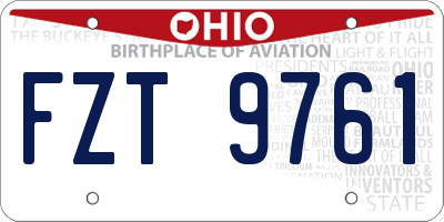 OH license plate FZT9761