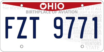 OH license plate FZT9771