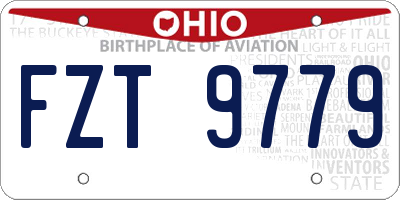OH license plate FZT9779