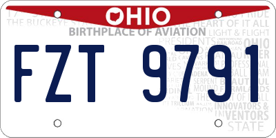 OH license plate FZT9791