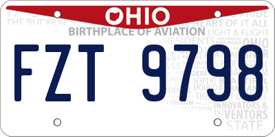 OH license plate FZT9798