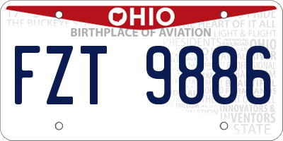 OH license plate FZT9886
